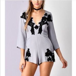 Pale Purple/Grey/Lavender Crochet Romper